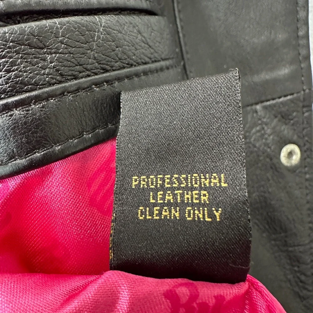Vtg Y2K Rocawear Bomber Jacket XL Black Real Leather Studded‎ Streetwear Hip Hop - Picture 7 of 11